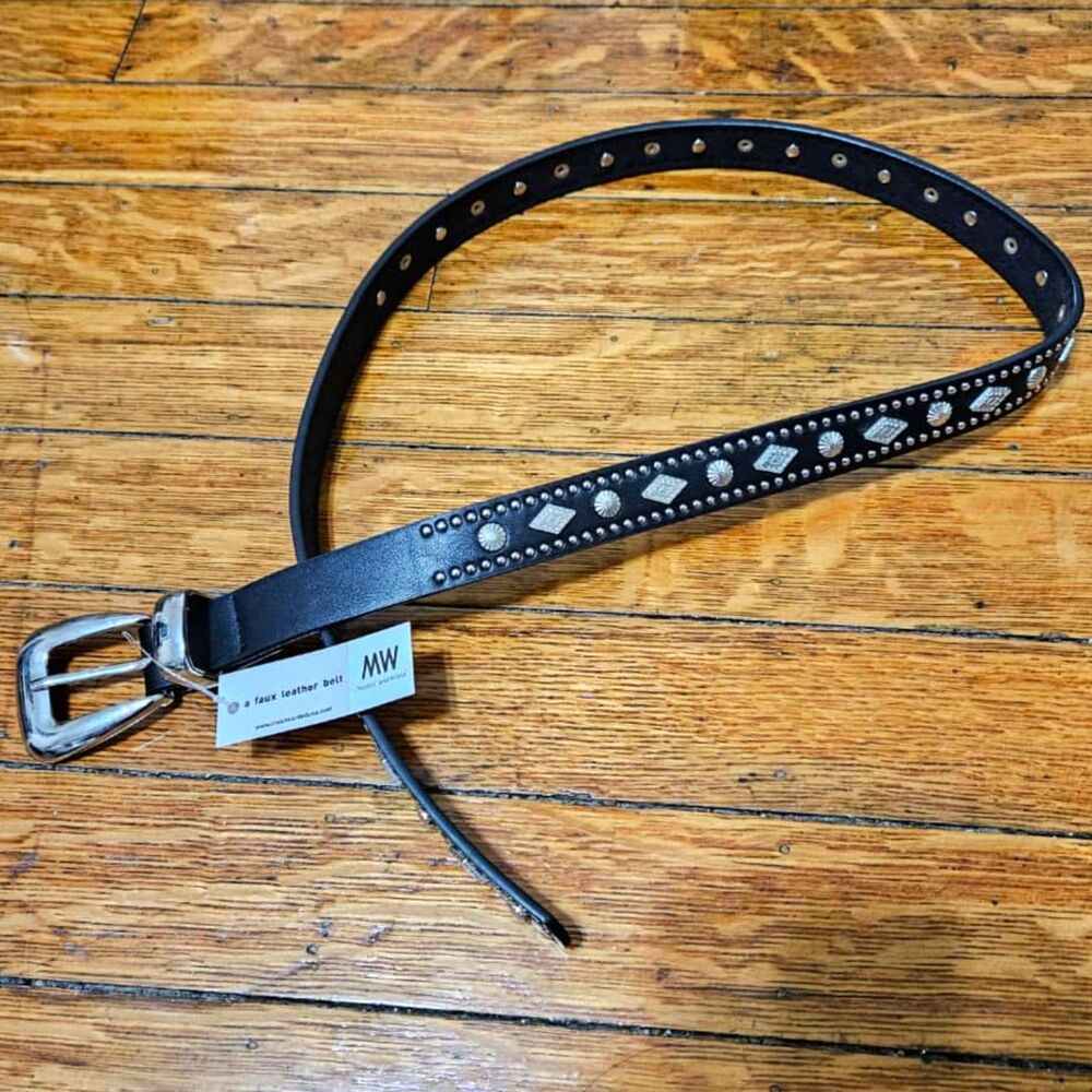 NWT Black Silver Studded Concho Belt S Western Cowgirl Biker Rodeo Country
